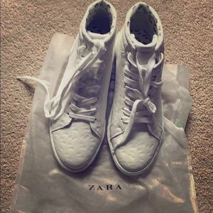 Zara white hightop sneakers size 12